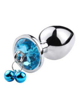 Plug bijou aluminium bleu avec clochettes Taille M -  RY-002-A-ZB